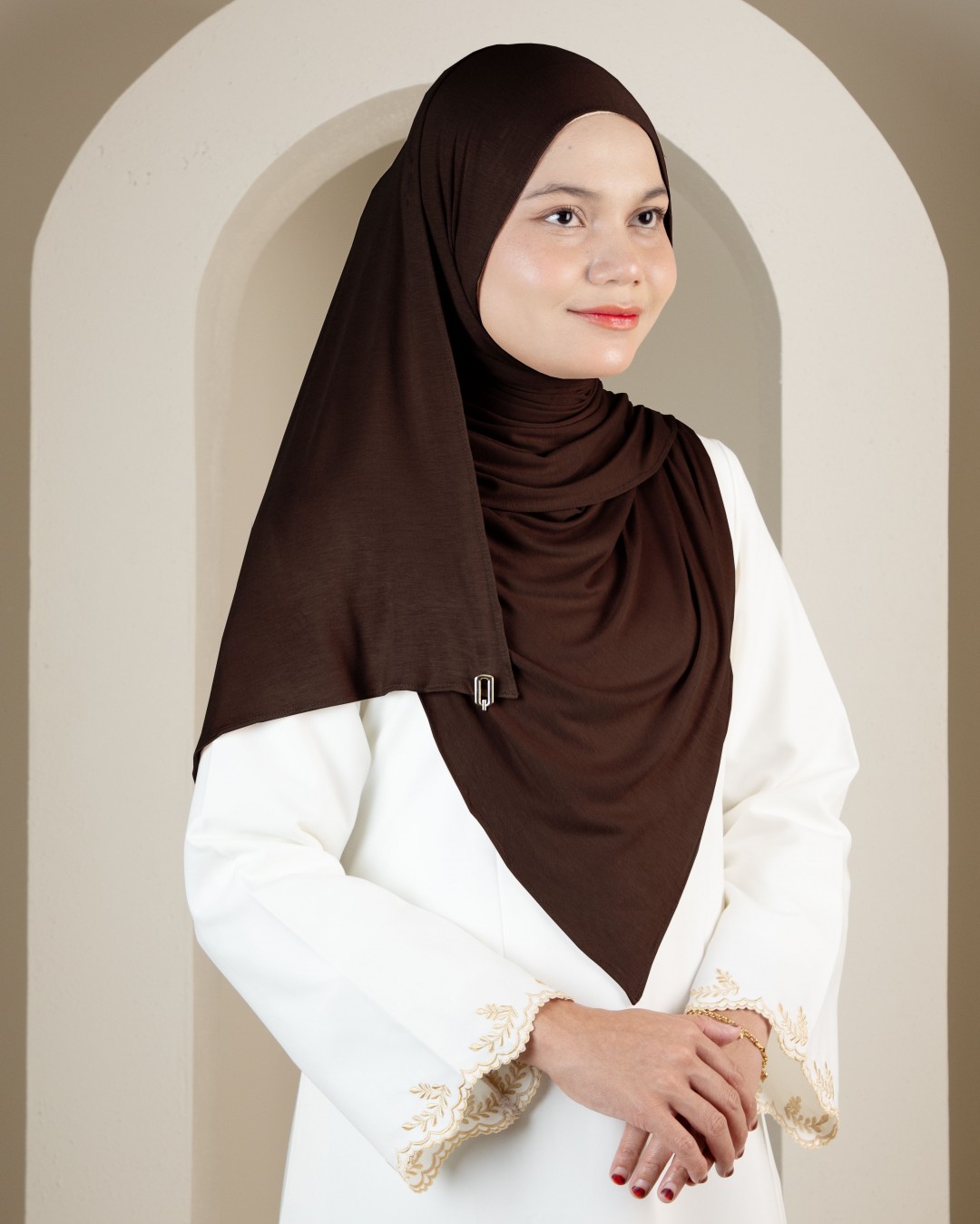 SHAWL COTTON - HT19 DARK BROWN