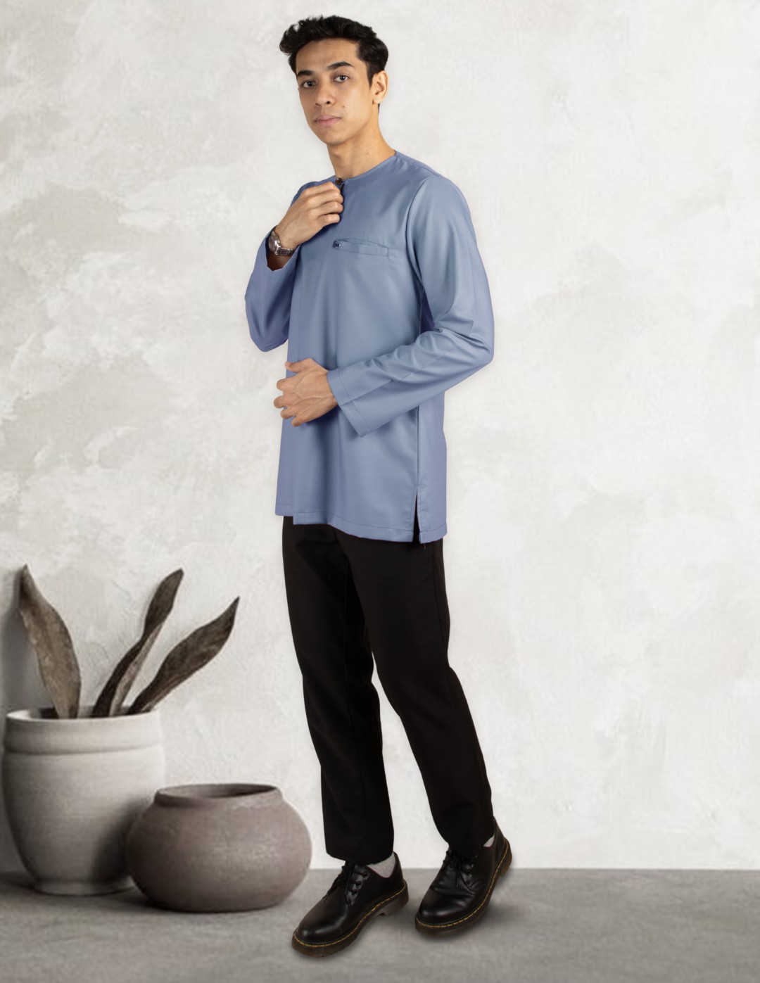 KURTA MALEEQ - EQ04 ASH BLUE