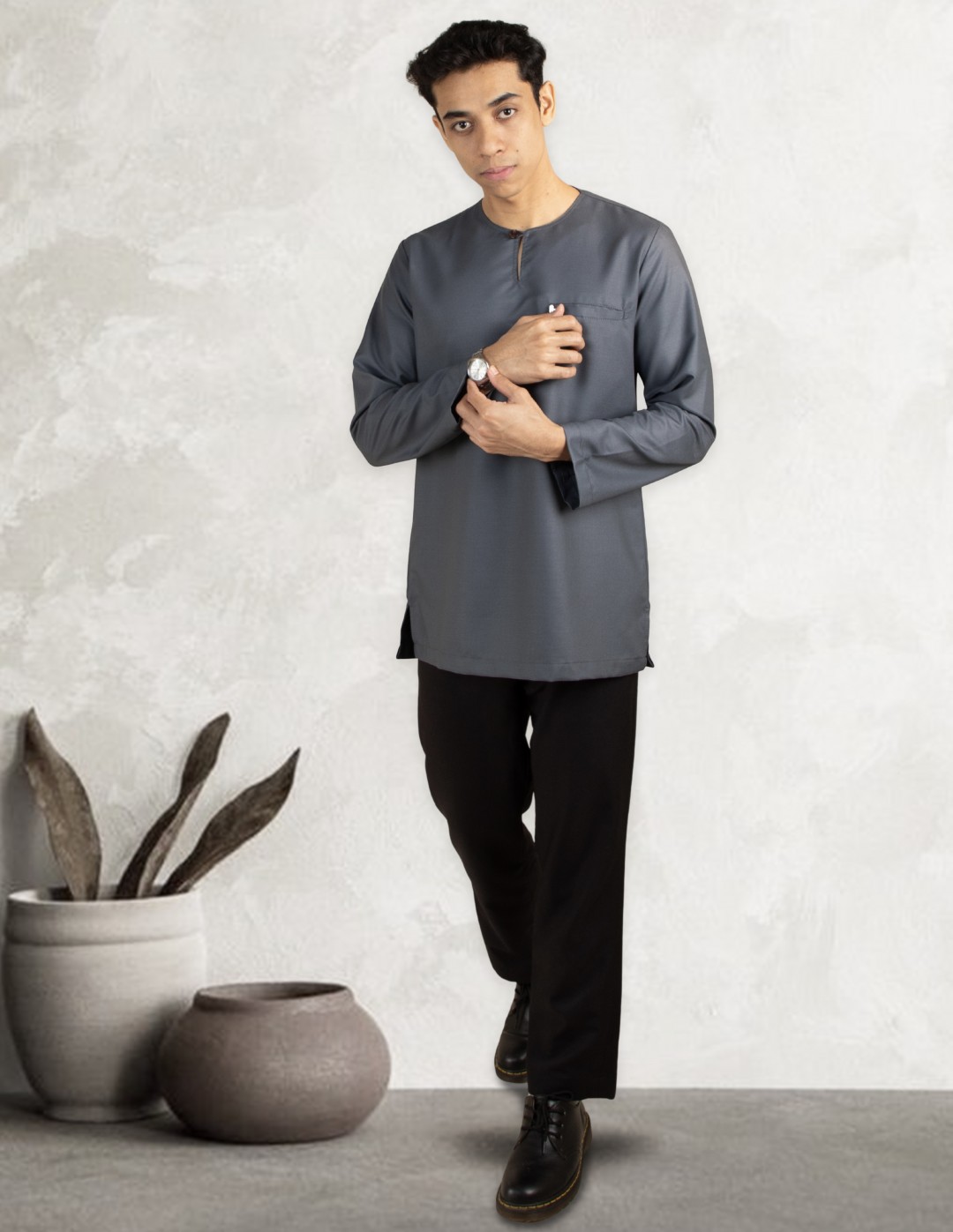 KURTA MALEEQ - EQ08 GREY