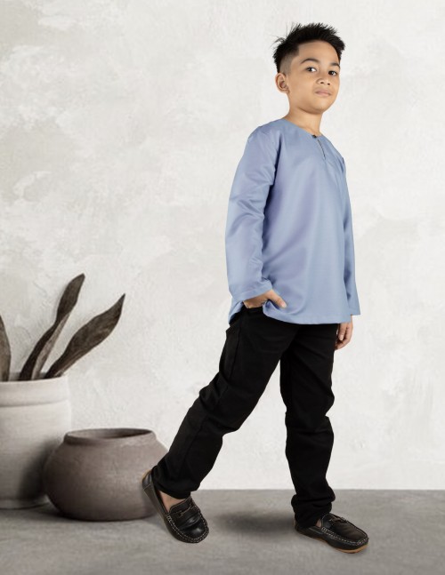 KURTA MALEEQ KIDS- EQK04 ASH BLUE
