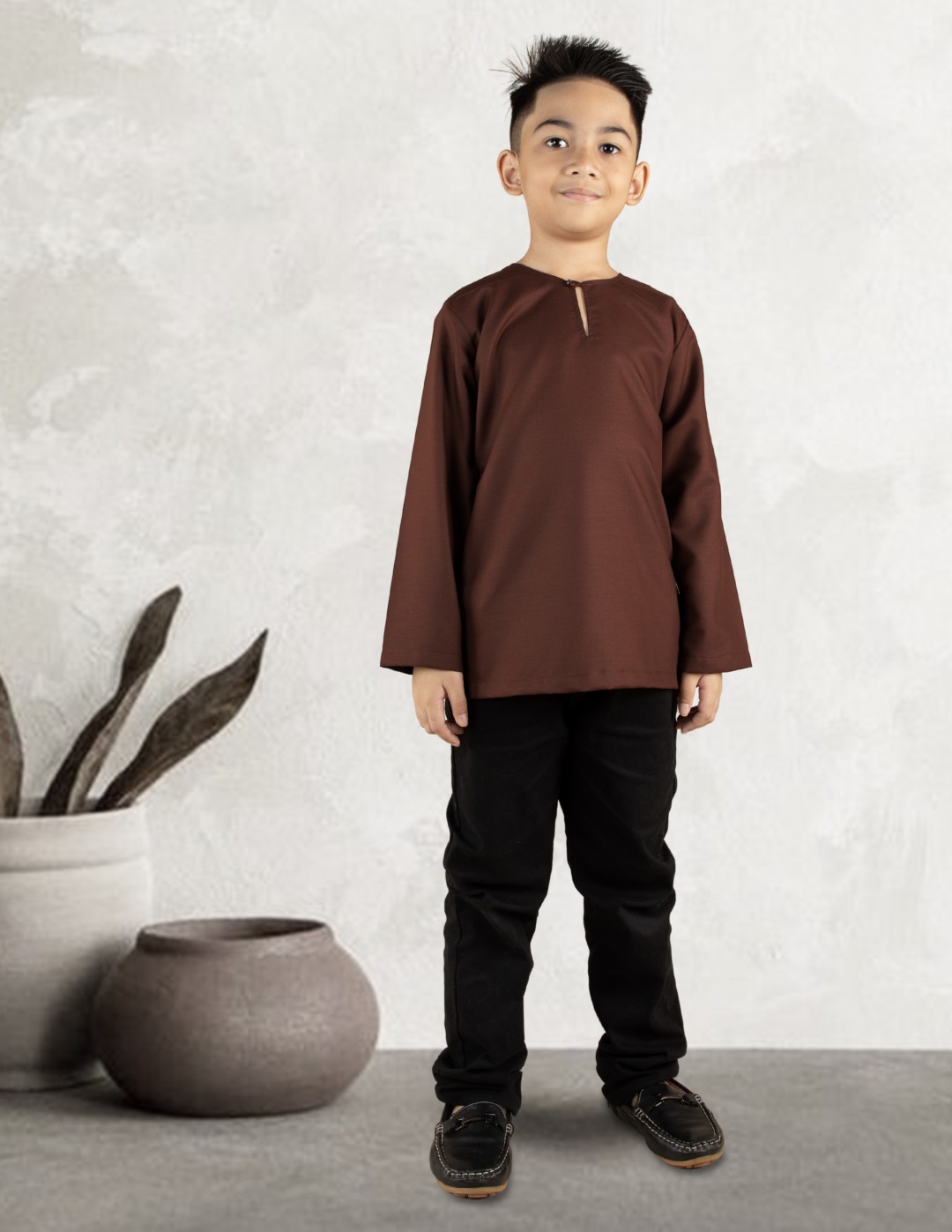 KURTA MALEEQ KIDS- EQK10 RICH BROWN