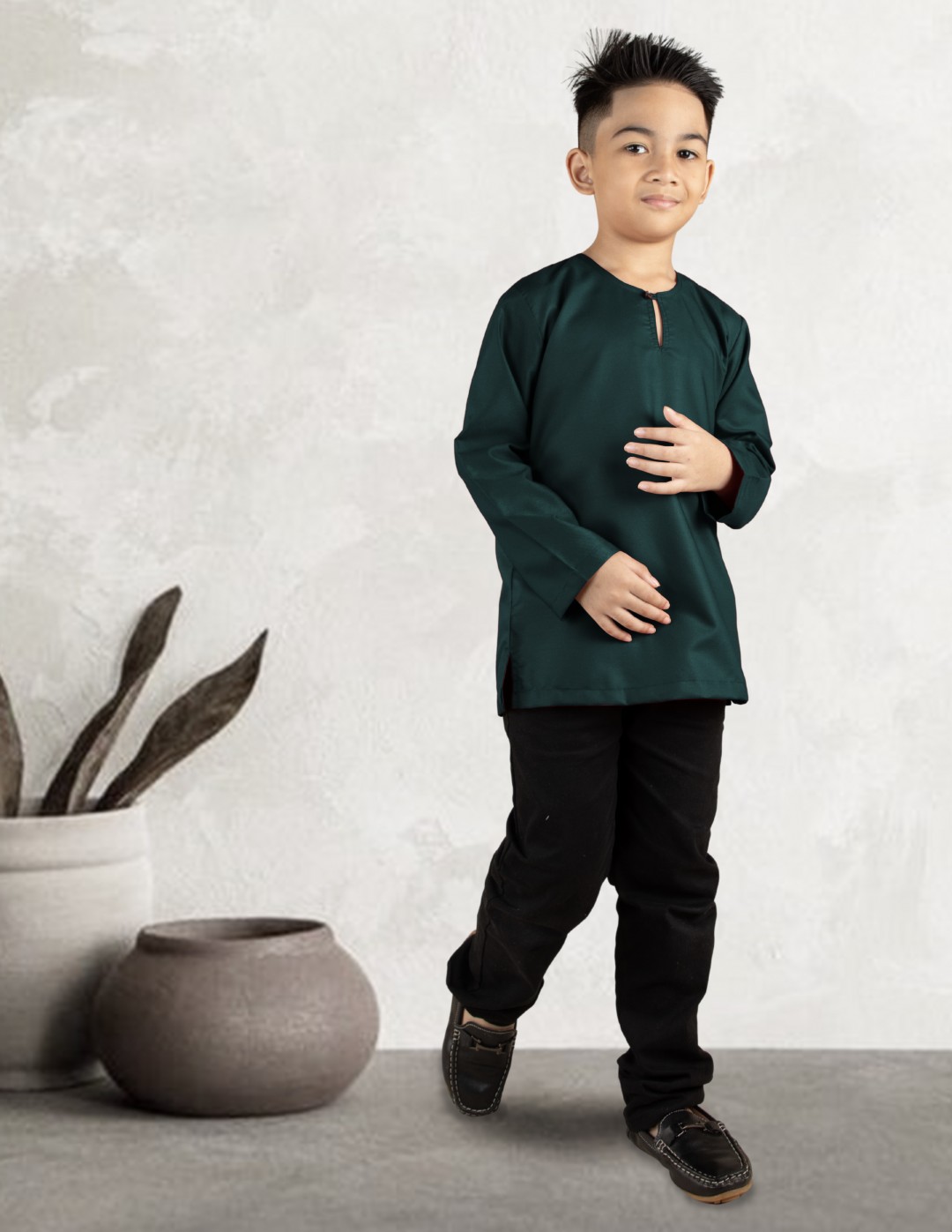 KURTA MALEEQ KIDS- EQK11 EMERALD GREEN