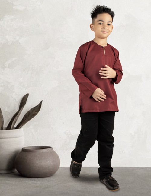 KURTA MALEEQ KIDS- EQK09 MAROON