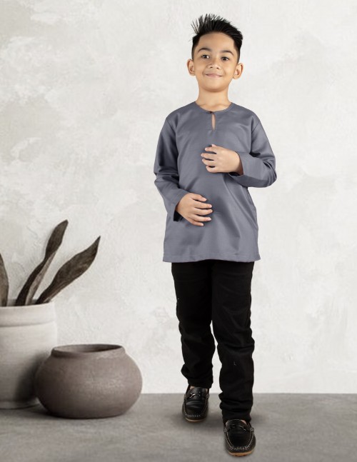 KURTA MALEEQ KIDS- EQK08 GREY