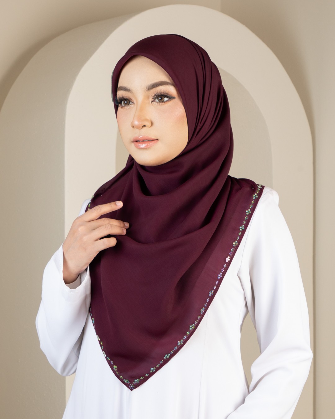 MARYA BORDER DIAMOND - MRV16(MAROON)