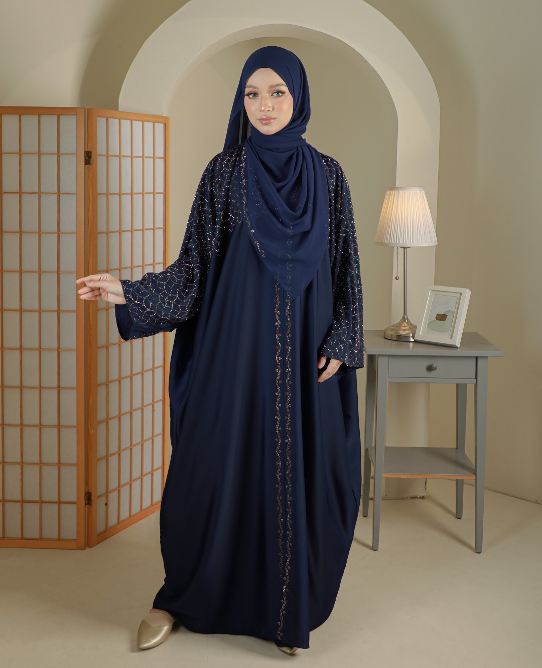 ABAYA ZUBAIDAH - AZU03(NAVY BLUE) *FREE SHAWL