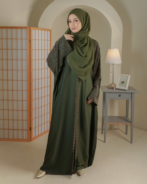 ABAYA ZUBAIDAH - AZU05(OLIVE) *FREE SHAWL