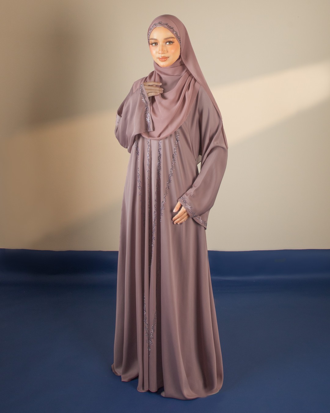 ABAYA QALEESYA - SYA01(DUSTY PINK) *FREE SHAWL