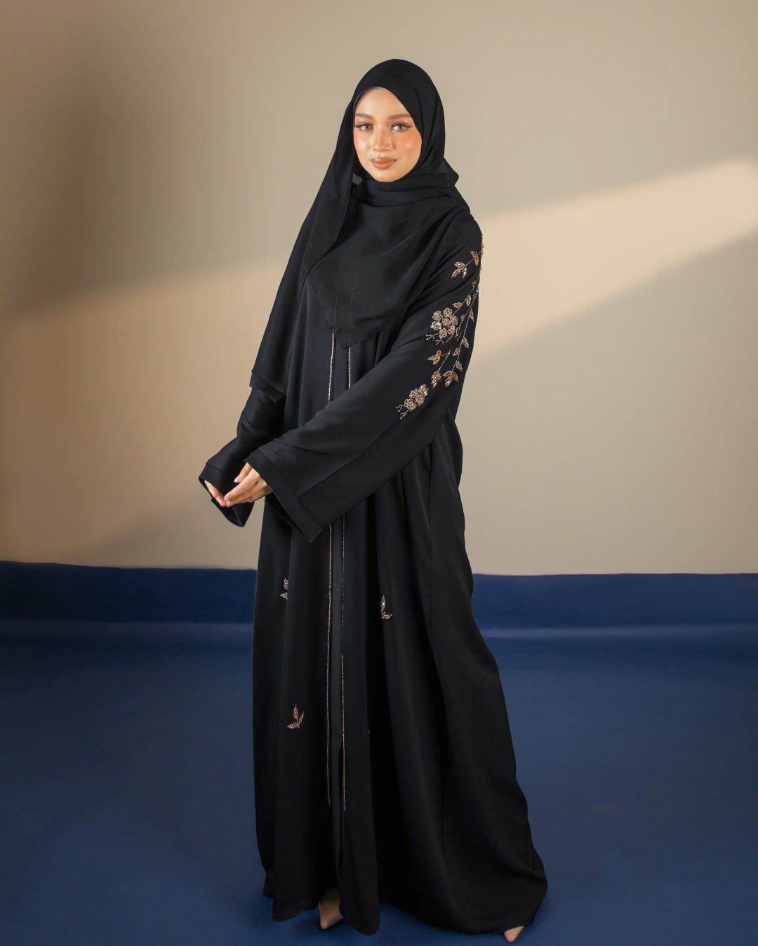 ABAYA KHAWLA - WLA05(BLACK) *FREE SHAWL