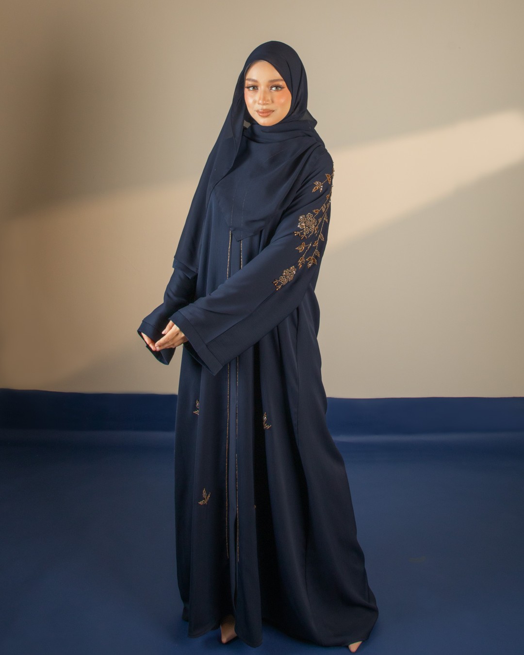 ABAYA KHAWLA - WLA04(NAVY BLUE) *FREE SHAWL