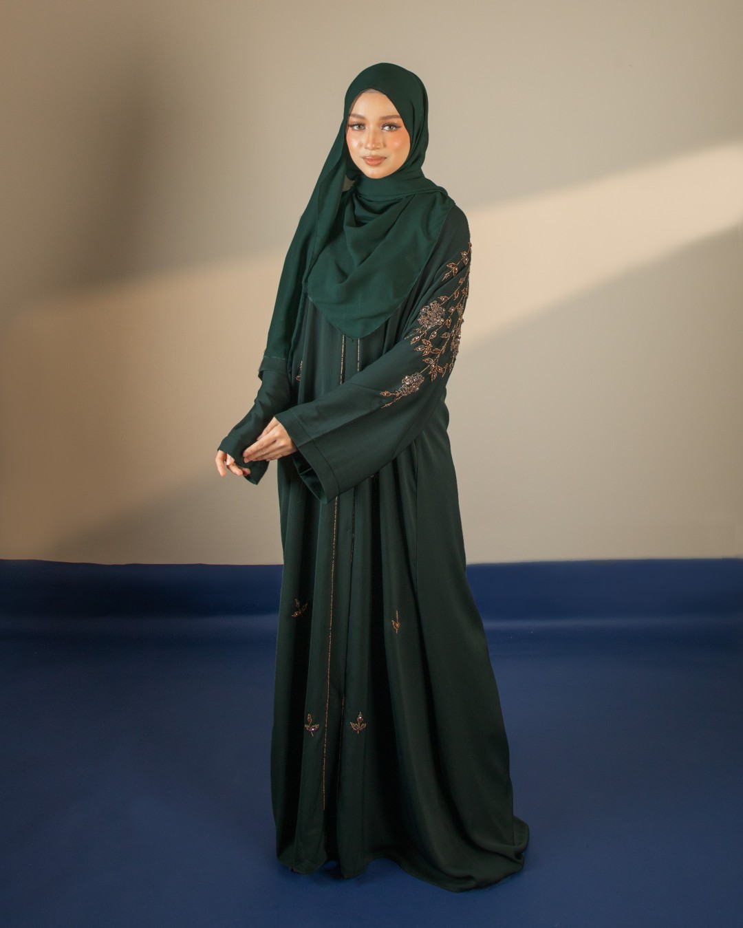 ABAYA KHAWLA - WLA01(DARK MOSS GREEN) *FREE SHAWL