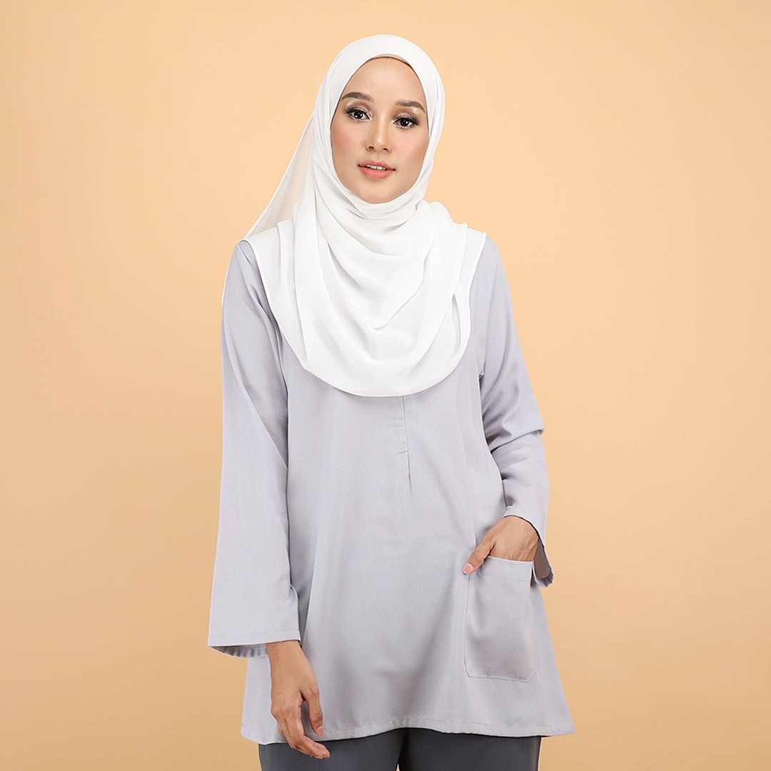 BLOUSE AVA PLAIN - VAK02 (LIGHT GREY)