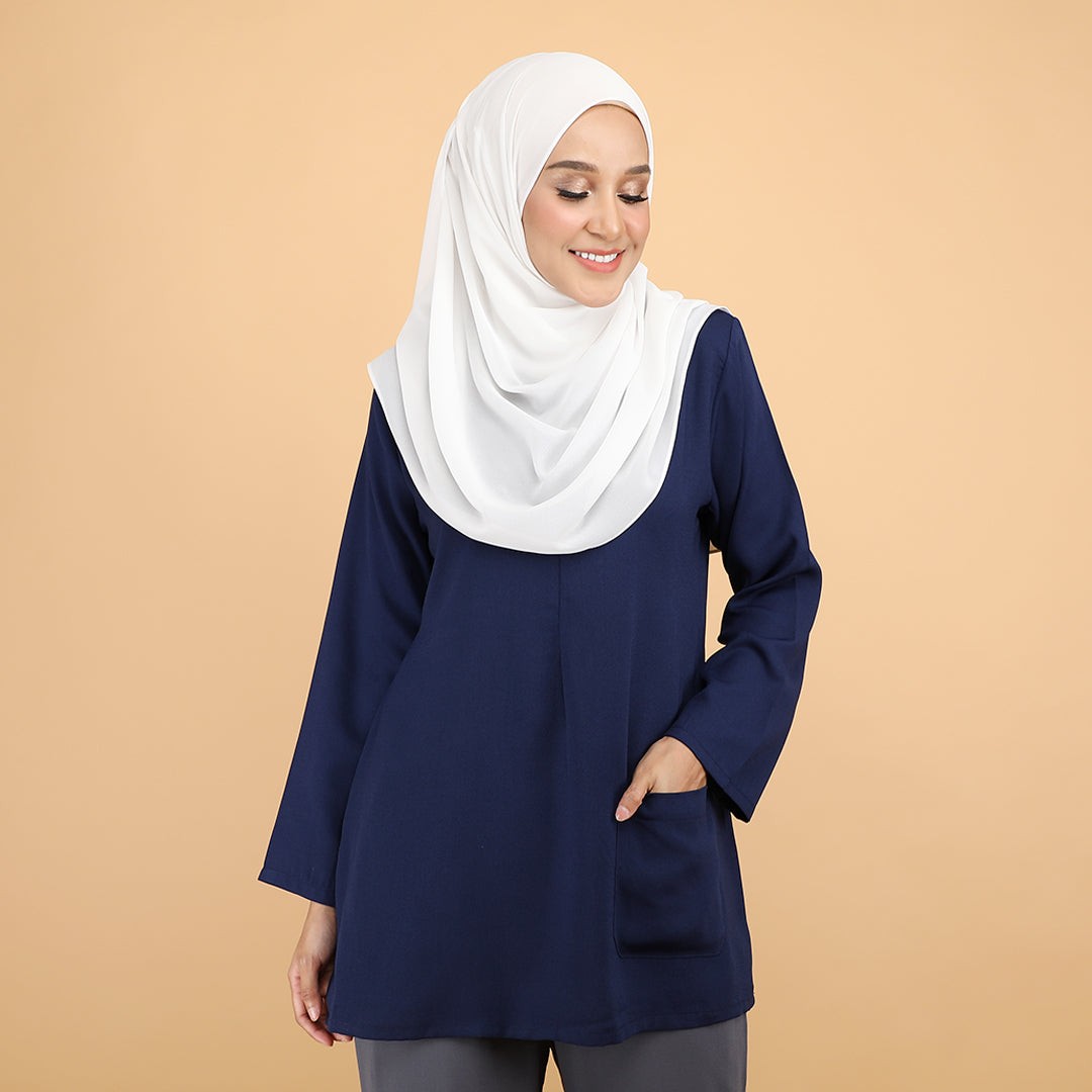 BLOUSE AVA PLAIN - VAK05 (NAVY BLUE)